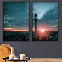 2 Piece Framed Canvas Wall Art Beautiful Sunset Canvas Prints Home Artwork Decoration for Living Room,Bedroom - 16