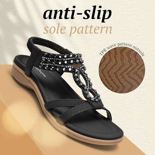 Image of Littleplum Womens Sandals Comfort Arch Support Sandals Summer Walking Shoes Casual Ankle Elastic Flip Flops Shoes