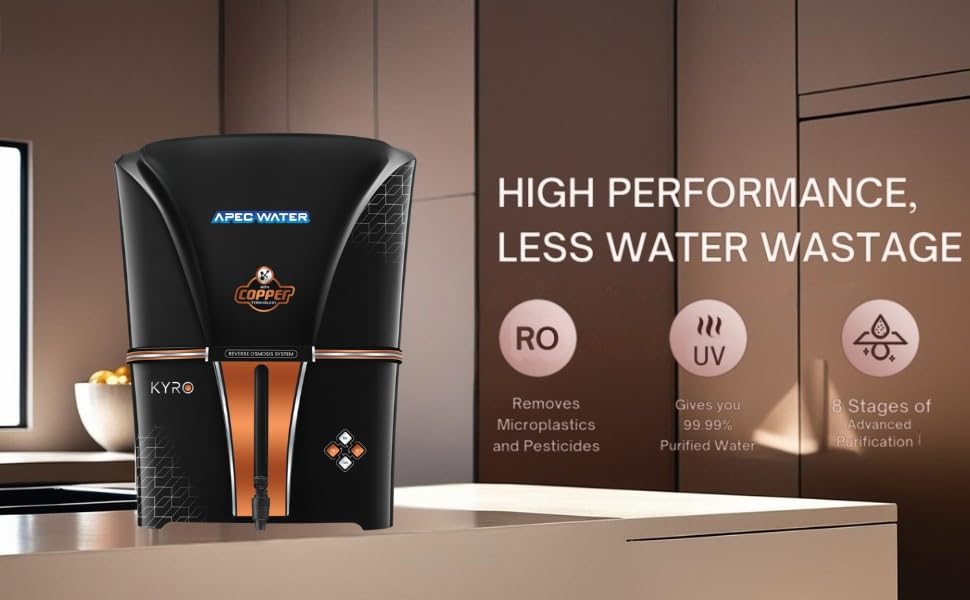 Image of Apec Water Copper RO Water Purifier 12L RO+UV+UF Copper+TDS Control+UV Purified Water, Suitable for all type of water supply 12 Liter Black