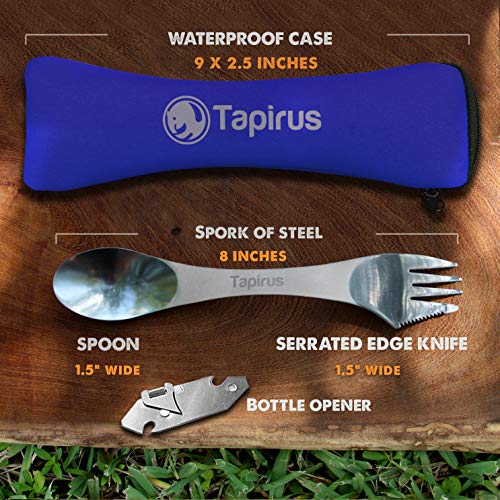 Tapirus-5-Spork-Of-Steel-Utensils-Set-Durable-Rust-Proof-Stainless-Steel-Spoon-Fork-Knife-Flatware-For-Camping-Fishing-Hunting-Outdoor-Activities-With-Bottle-Opener-Carrying-Case