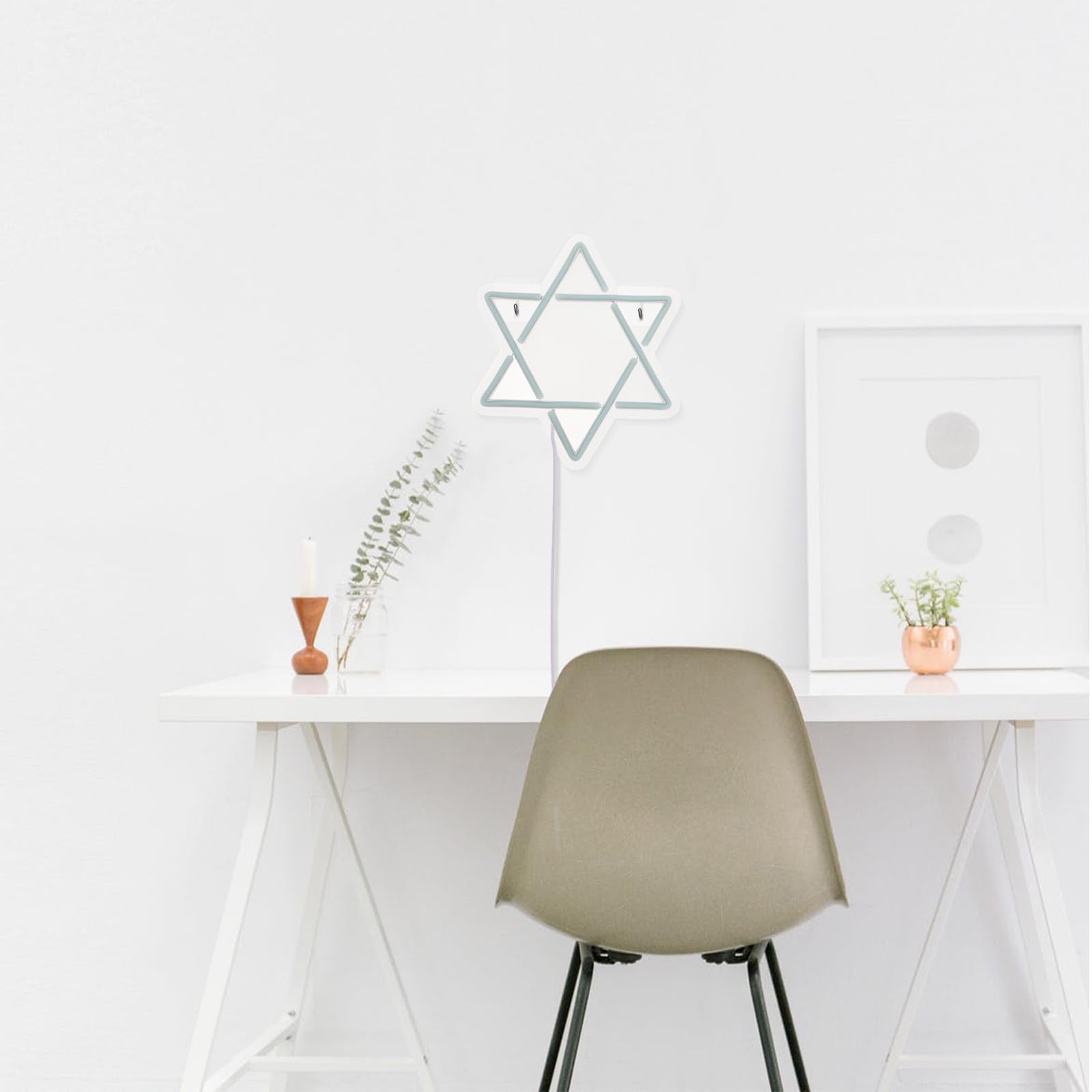 STOBAZA Luces de Neón Hexagramas Luces LED Azules de Hanukkah Decoración de Estrella de David para Habitación Letrero de Neón LED de Estrella de David para Fiesta Judía