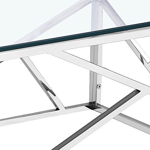 Uptown Club Calypso Collection Contemporary Glass Living Room Coffee Table, 47