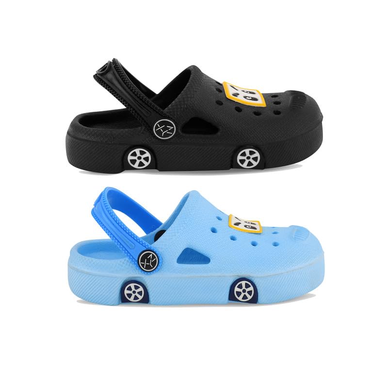 Image of SMARTOTS Pack of 2 Car Design Kids Clogs for Daily Use, Kids Eva Sandals for Boys and Girls with Adjustable Sling Back Strap