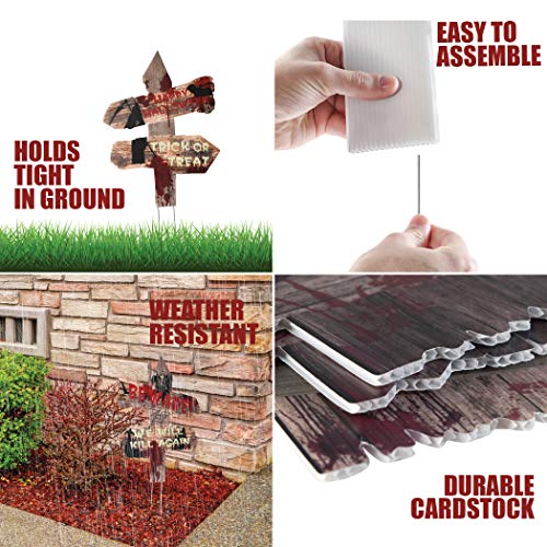 image for Prextex Halloween Outdoor Decorations Yard Signs with Metal Stakes for