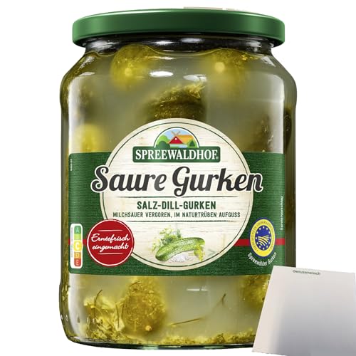 Spreewaldhof Salz-Dill-Gurken in naturtrüben Aufguss (720g Glas) + usy Block