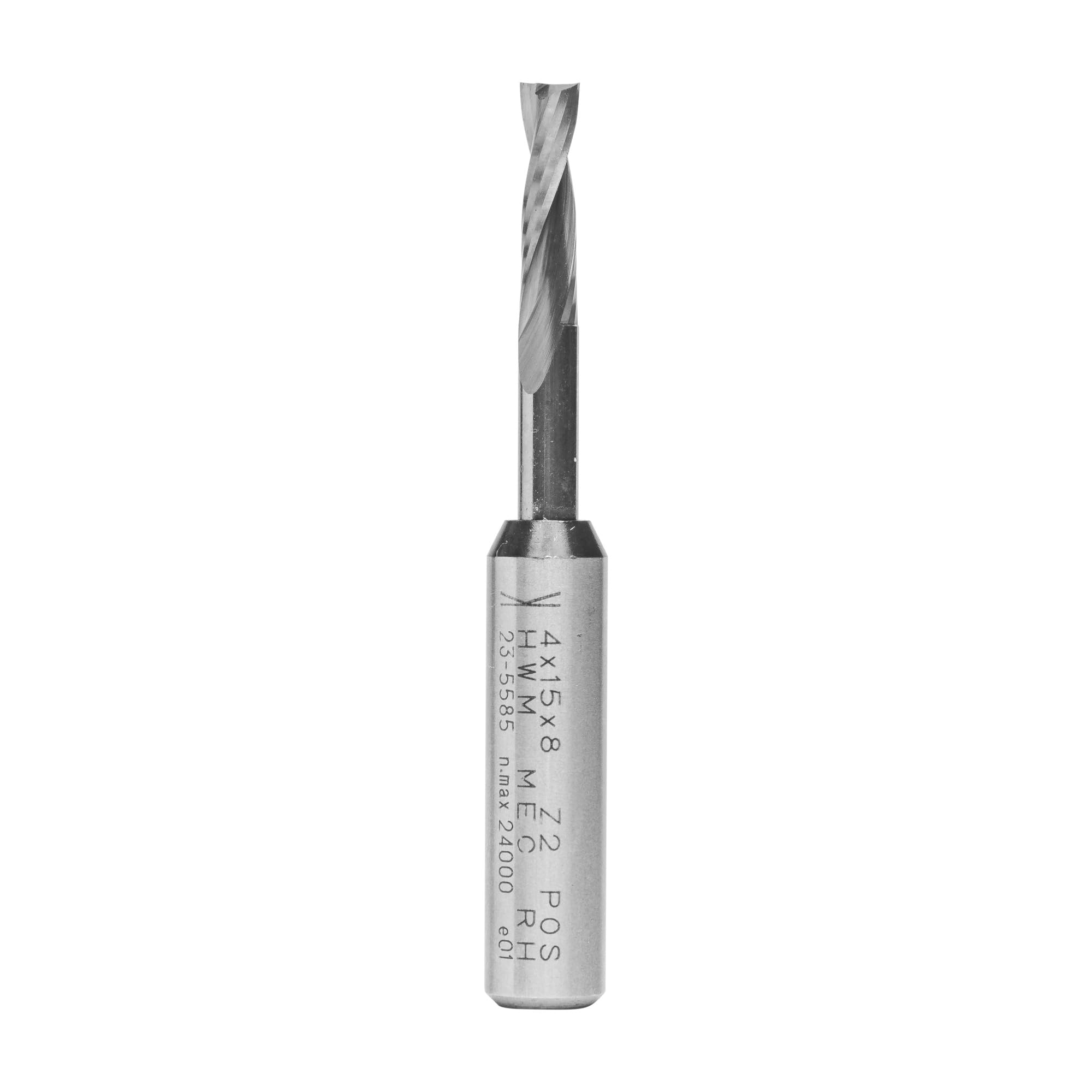 ENT 10022 Solid Carbide Spiral Bits SC, Shank (S) 8 mm, Diameter (D) 4 mm, NL 15 mm, GL 60 mm