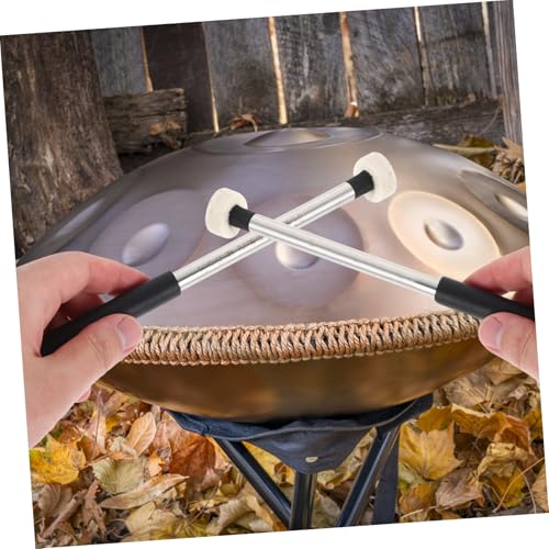 Abaodam 2 piezas de baquetas portátiles: mango metálico y cabeza de fieltro, accesorios ligeros para batería y percusión, para niños, niñas y adultos, ideales para tongue drum miniatura 7