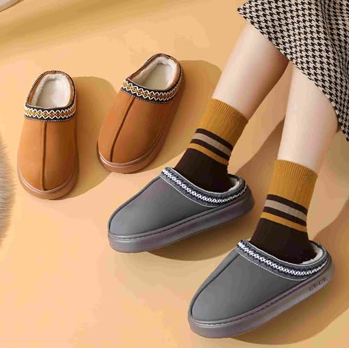 Women's home slippers, men's fashionable lightweight cotton slippers, warm in autumn and winter (Coffee, Adult, Men, 12.5, Numeric Range, US Footwear Size System, 13, Medium)4