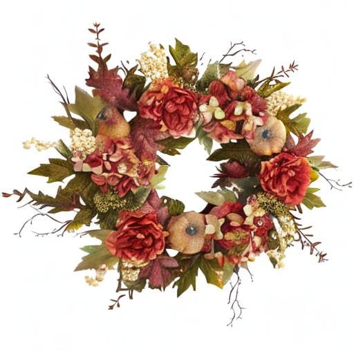 Nearly-Natural-24in-Peony-Hydrangea-and-Pumpkin-Fall-Artificial-Wreath Nearly Natural 24in Peony Hydrangea and Pumpkin Fall Artificial Wreath