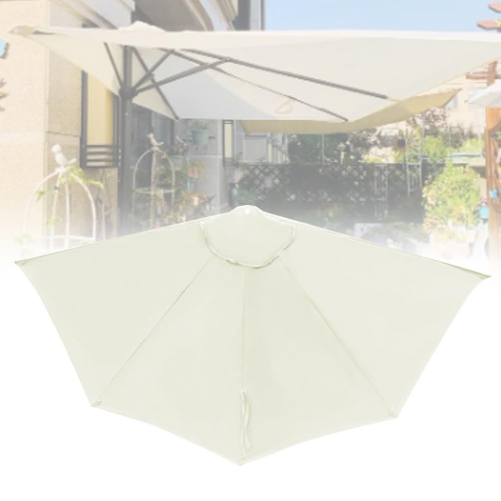 Telo di Ricambio per ombrellone da Esterno, 2,7 m, 5 Stecche, semicircolare, per Patio, Balcone, Giardino, Tavolo, terrazzo (Beige)