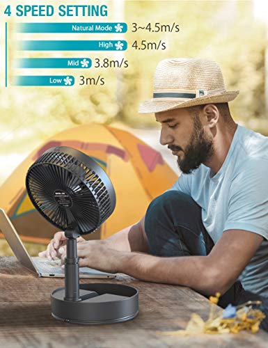 OPOLAR 2021 8-Inch Rechargeable Battery Operated Foldaway Fan, Remote Control, Oscillating, Timer, 7200mAh 4-Speed, Cordless Standing Pedestal Fan for Home Office Outdoor Camping Tent Travel - Thumbnail 2