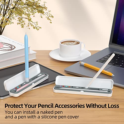 Image of Magnetic Carrying Case Compatible with Apple Pencil 2nd Generation and 1st Gen Pencil and Samsung Galaxy S-Pen Series, Pencil case Consists of Hard PC Shell and Soft Silicone Inner (Gray)