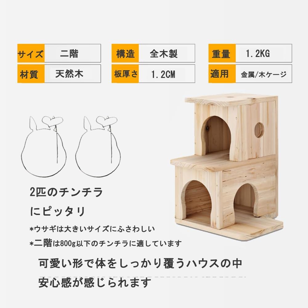木製ハウス小動物用隠れ家天然杉木 厚板タイプ ペットハウス チンチラ ハムスター Amazon | CHIIRAKU チンチラハウス デグーハウス ペットハウス 木製