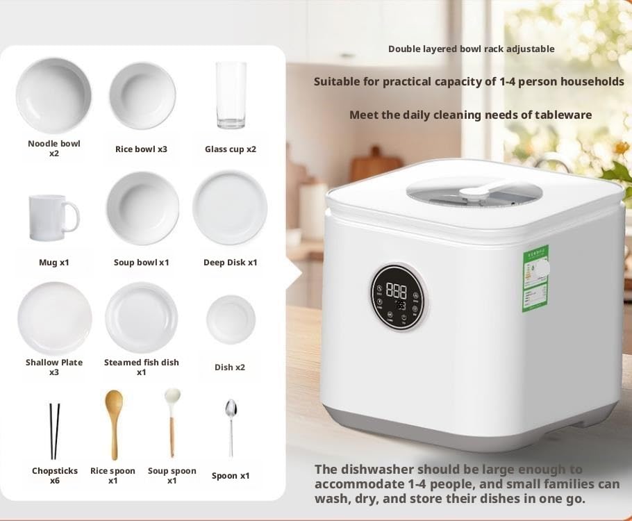 Mini lavavajillas Compacto Independiente de encimera, lavavajillas portátil de instalación sin Herramientas for cocinas pequeñas, Apartamentos, dormitorios y vehículos recreativos