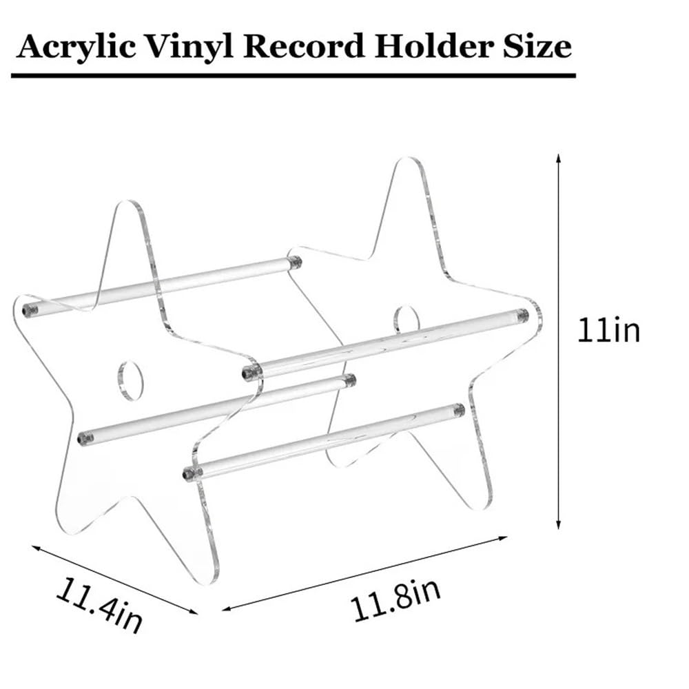 Support de disques Présentoir de CD en vinyle Transparent forme d'étoile à cinq branches, support rangement for album et disque acrylique, for la maison le bureau