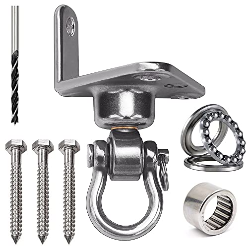 Dakzhou Stainless Steel Hanger 180°+360° Swing Bearing, Used for Yoga Hammock Chair, sandbag, Swing