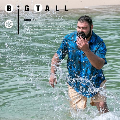 BRISIRA Big and Tall Hawaiian Shirts for Men Button Down Short Sleeves Shirts Beach Tropical Aloha Shirt with Pocket LT-6XLT3