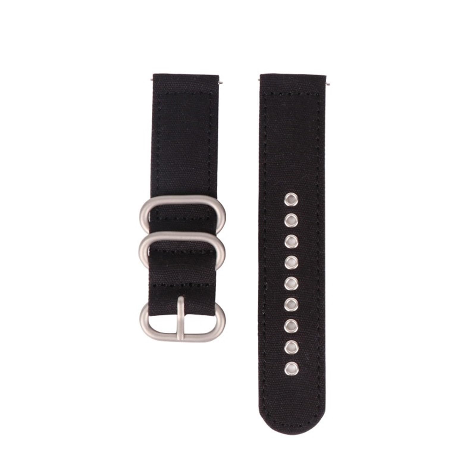 HABITZ Bracelet en nylon boucle anneau 18 mm 20 mm 22 mm 24 mm tissu en toile souple bracelet for dégagement rapide compatible for Samsung compatible for la montre intelligente Huawei (Color : Black