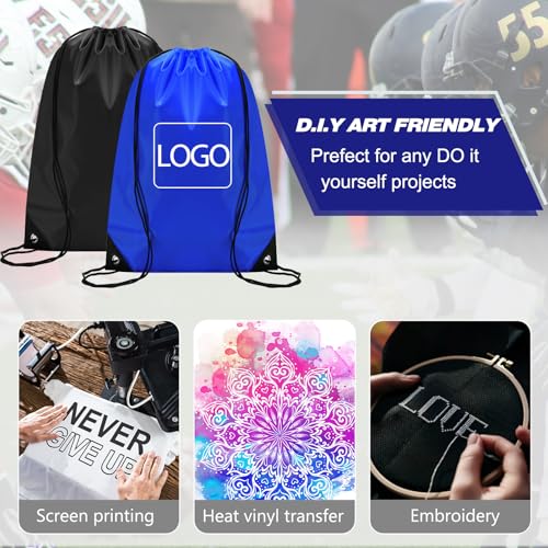 Image of Shappy Drawstring Backpack Bulk Sports Gym Cinch Bag Polyester String Bag for Men Women(Black, Blue,120 Pcs)
