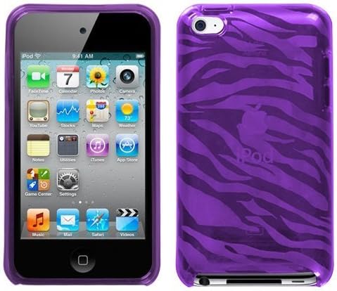 Flexi Soft Gel Skin Case for Apple iPod Touch 4th Generation - Zebra Print (Purple)