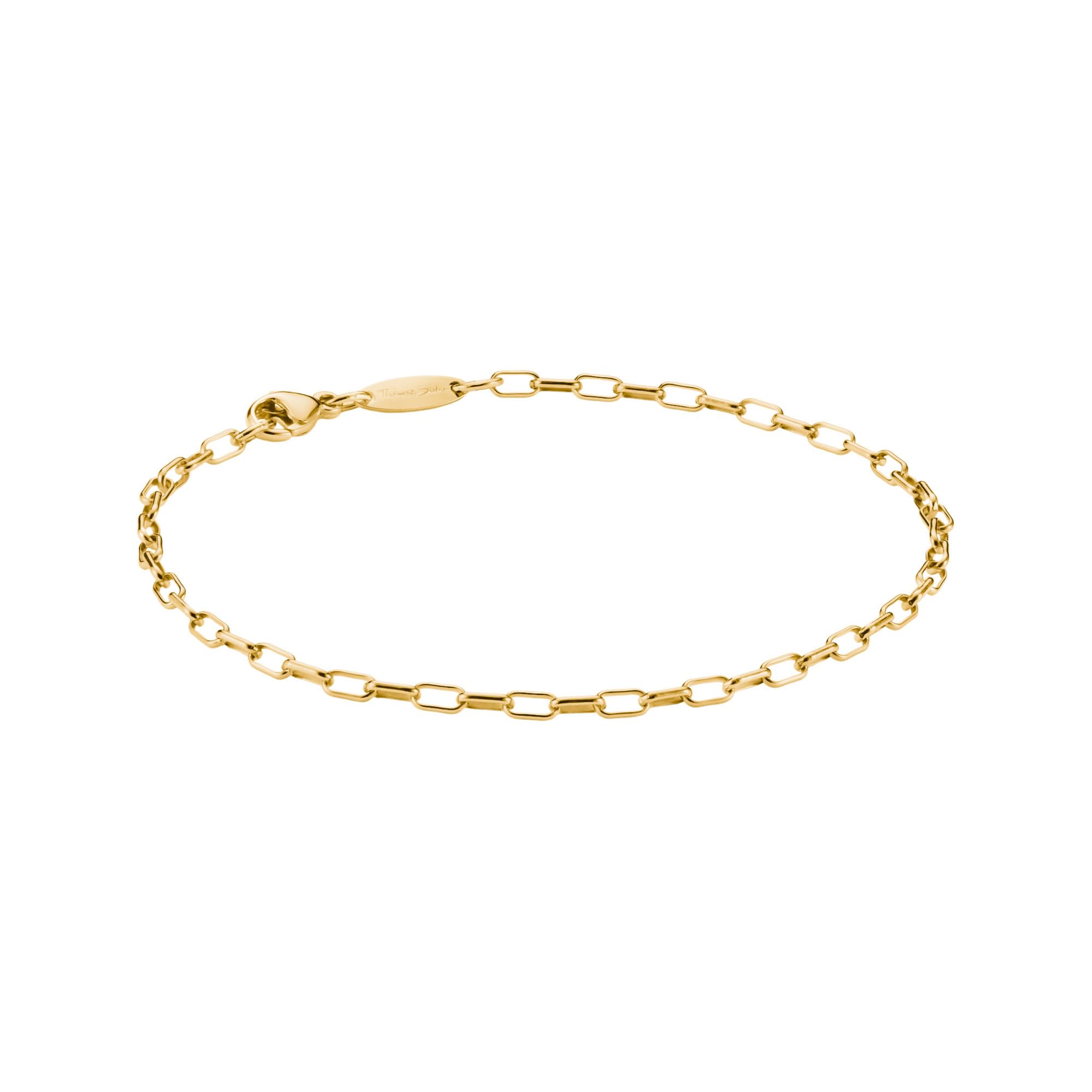 Thomas Sabo Charm bracelet paperclip gold-plated Recycled 925 Silver, 18-carat Gold-plating
