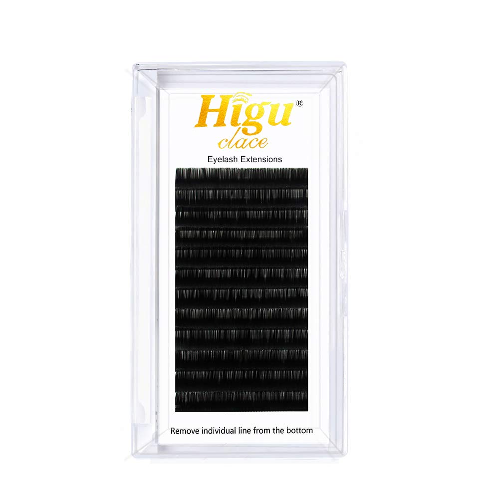 Higu Classic Eyelash Extensions 0.15mm DD 12mm Tray Classic Lash Extensions Silk Classic Lashes Extension Premium Single Lash Extensions Professional Salon Use(0.15-DD-12mm)