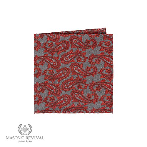 Gris Paisley Pocket Square Handkerchief by Masonic Revival
