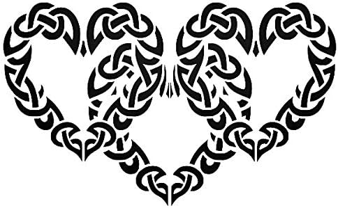 Celtic Hearts Reusable Sturdy Stencil Clear Custom Cut Plastic Sheet Template Cutout Sign DIY Supplies for Airbrush Painting Drawing 1-5x8 inch