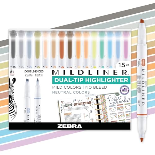 Zebra Pen Mildliner Dual-Tip Highlighter Set, Broad and Fine Point