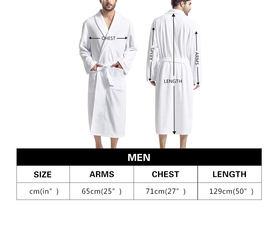 Biyejit Accappatoio da uomo morbido pigiameria intera lunghezza lounge accappatoi con tasche cravatta cintura confortevole pigiama camicia da notte scialle accappatoio