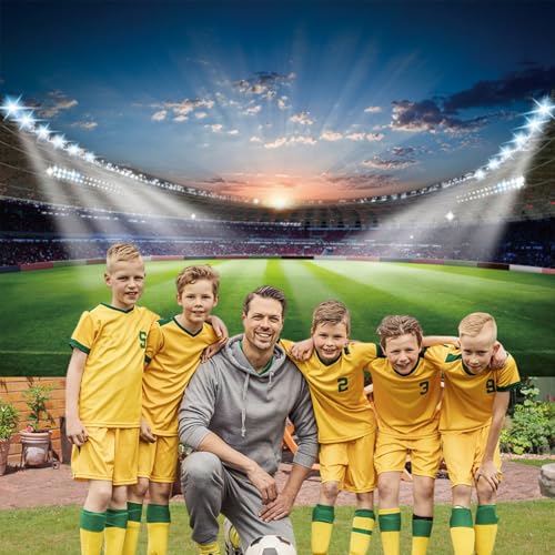 Fondo fotográfico Renaiss 7x5 ft verde estadio fútbol miniatura 2