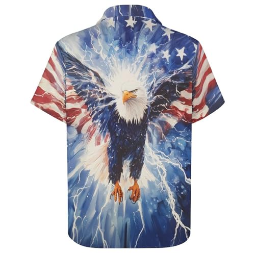 Men's American Flag Button Down Shirt Casual Eagle Hawaiian Shirts Patriotic Short Sleeve4