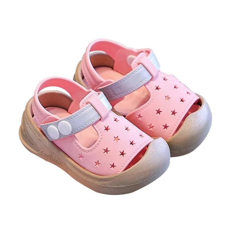 Zonkacen Boy's Girl's Breathable Closed Toe Wide Soft Summer Shoes for Mountain Beach Water Sport Surfing Trekking Upstream Camping Cycling Pink Toddler 5