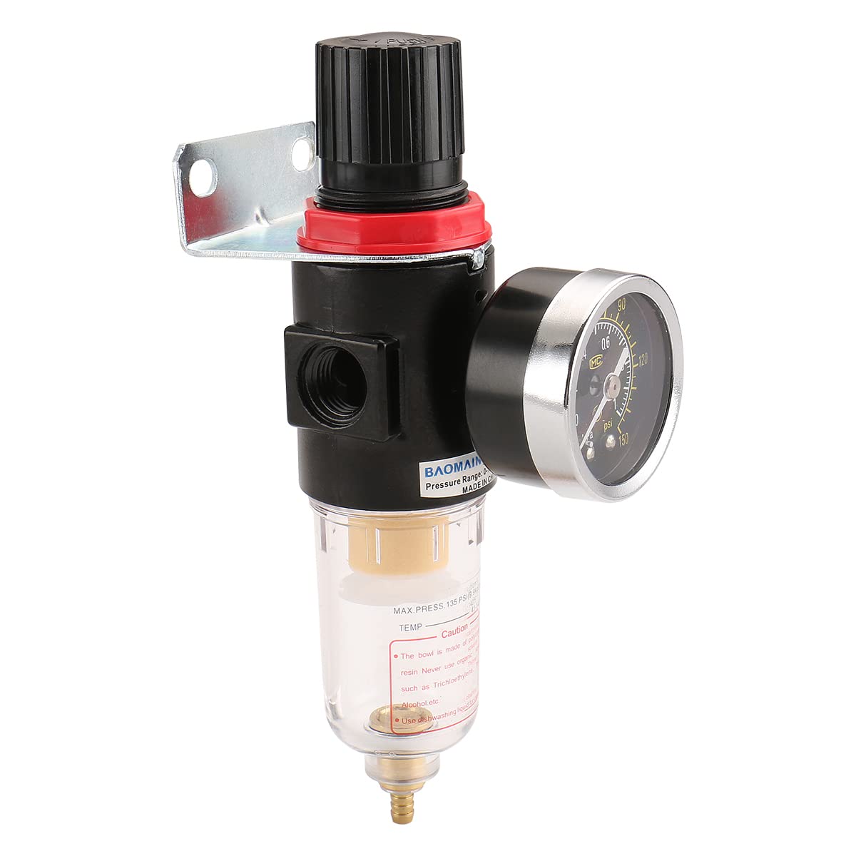 Baomain Régulateur de filtre pneumatique AFR-2000 1/8" PT Unité de traitement de l'air avec manomètre