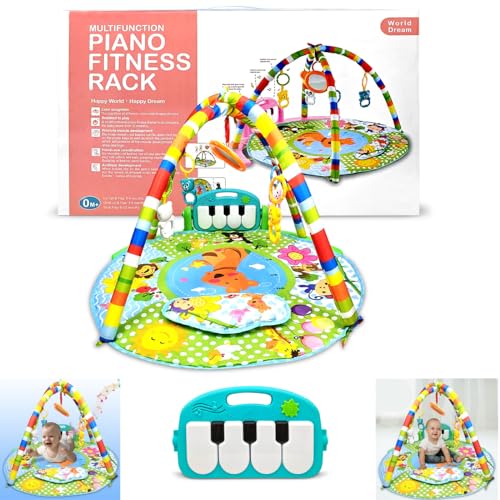 Image of Baby Play Mat with Music and Lights | Tummy Time Gym play Mat Activity Center for Infants Toddlers, Lights & Smart Stages Learning Content for Newborn Baby Boys and Girls Best gift (Round M-color 3)