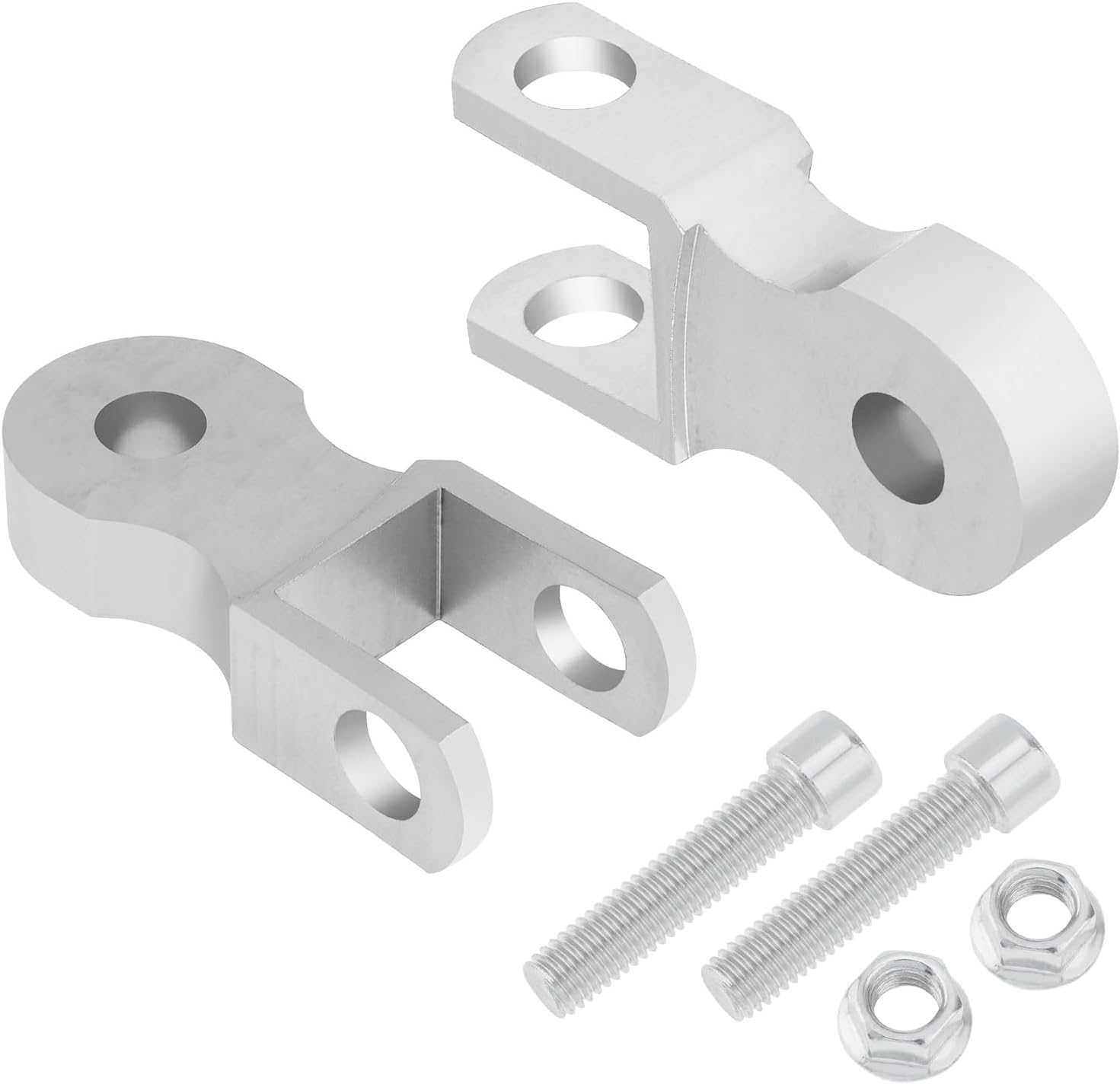 Motorcycle Rear Shock Absorber Riser Extension Adapter, Red, 10mm, 5cm Height, with Screws, 2 Pack (Silver)