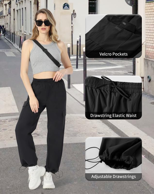 keriffe Baggy Cargo Pants Women Parachute Hiking Wide Leg Pants with 4 Pockets Y2K Clothes Casual Travel — view 6