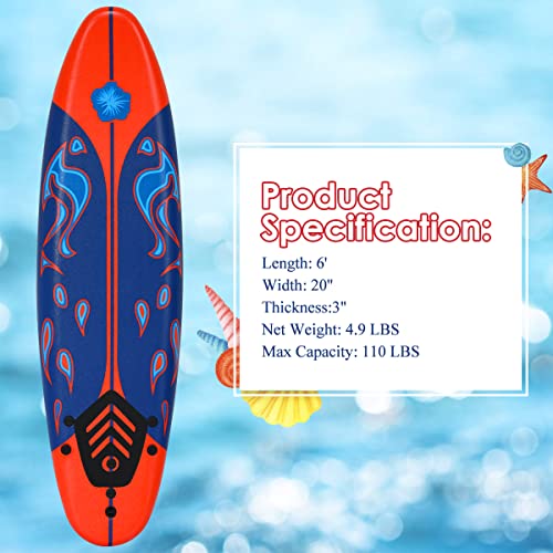 Giantex GT37374RE-SP Surfboard, 6 Ft Stand Up Surfing Board W/ 3 Detachable Fins thumb #3