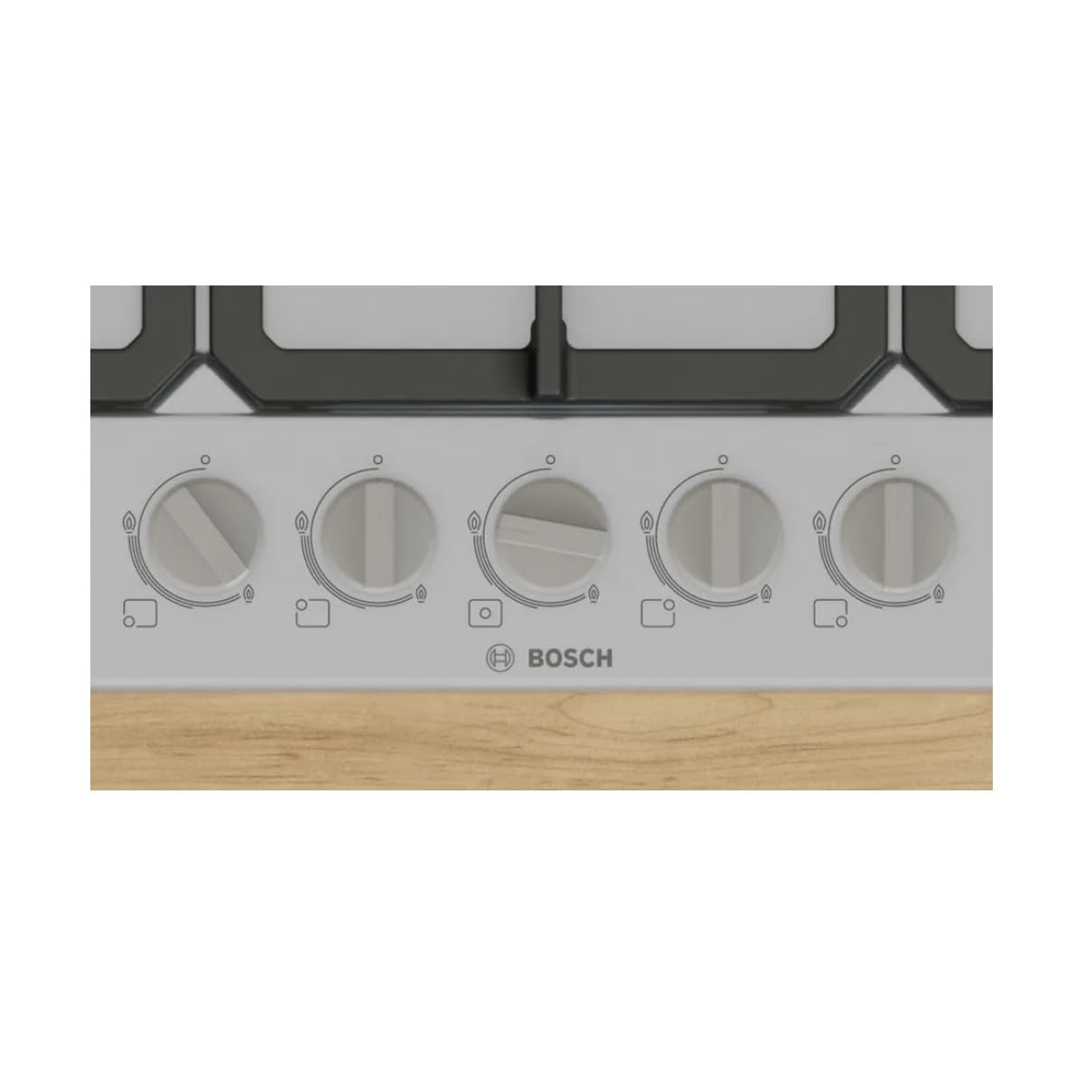 Piano Cottura A Gas - Bosch Serie 4 - 5 Fuochi - 52 X 75 X 4,5 Cm - Pgq7b5k90 - Acciaio Inox | Cocina de gas con control preciso de la llama, parrillas aptas para lavavajillas, wok, fabricado en Europa