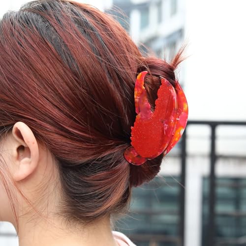 Lobster Claw Clip,Funny Red Lobster Pincers Hair Clip,Acetate Hair Clips,Small Claw Clips for Women Ocean Animal Cute Hair Clip Big Claw Clip