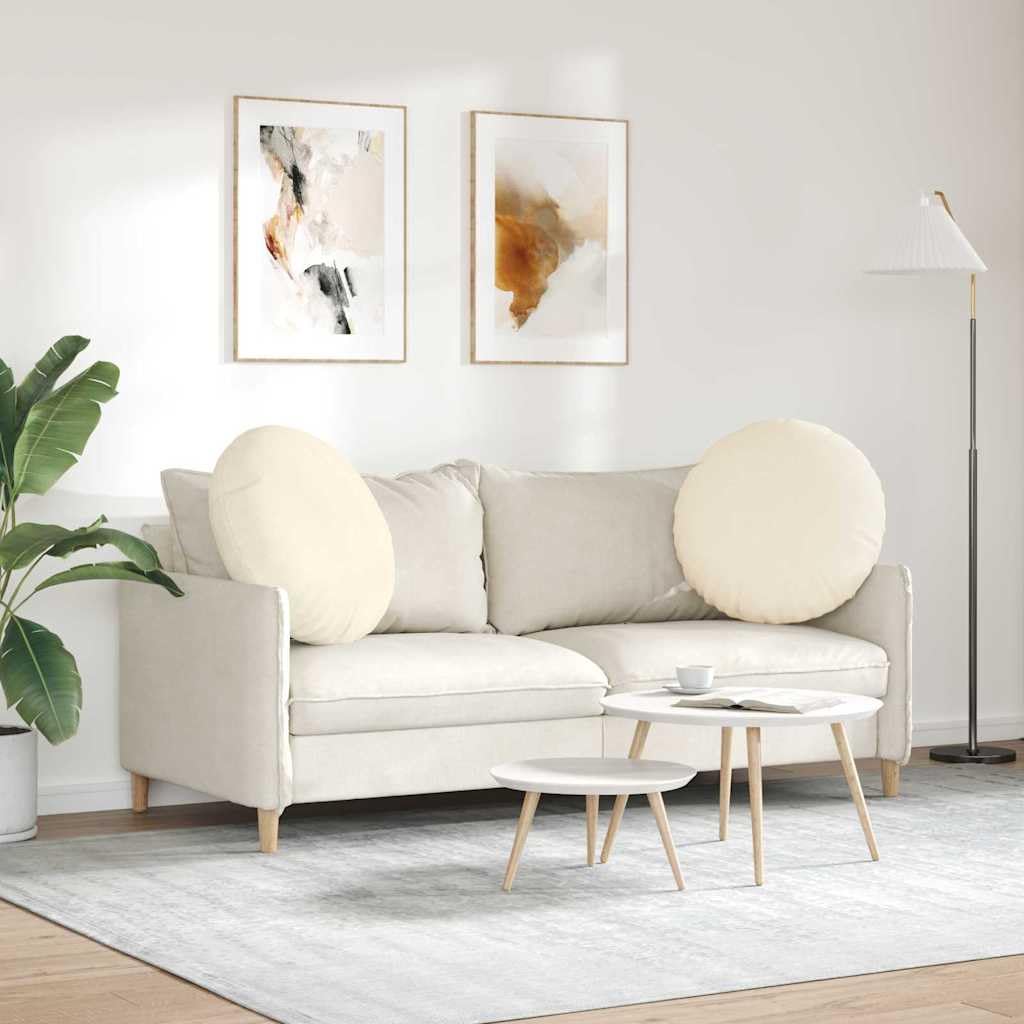 Juego de 2 cojines redondos de 80 cm de diámetro, color crema, de pana suave, aspecto de terciopelo, para salón y dormitorio, cómodos cojines con cremallera, 29 cm de alto