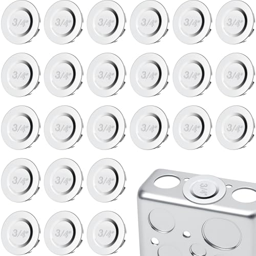 24 Pcs 3/4 inch Knockout Seal Electrical Box Knockout Plugs Removable Seals for Conduit Pipe Assorted Sizes to Fit Unused Electrical Box Openings