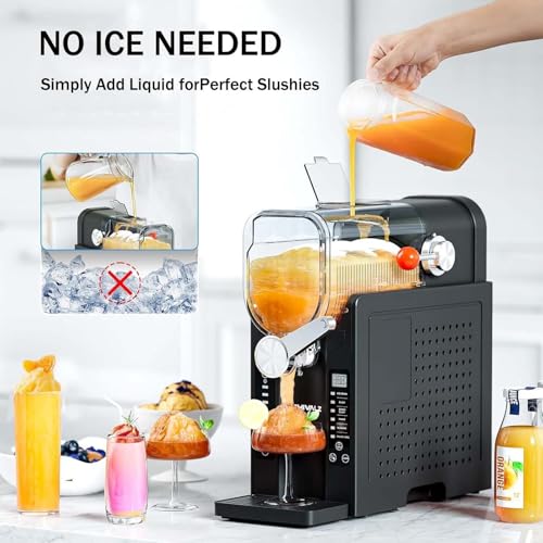 1,6 l Slush-Maschine, Granita-Maschine für Zuhause, professionelle Maschine für gefrorene Getränke, kein Eis erforderlich, Slush-Maker für Partys, Frappés, Milchshakes, Cocktails, Wein Black,1600ML – Bild 6