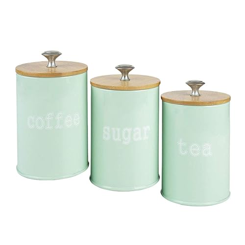 Mint Green Tea Coffee Sugar Canisters Wide Mouth