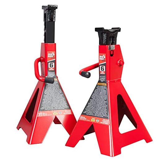 BIG RED T46202 Torin Steel Jack Stands: 6 Ton (12,000 lb) Capacity, Red, 1 Pair