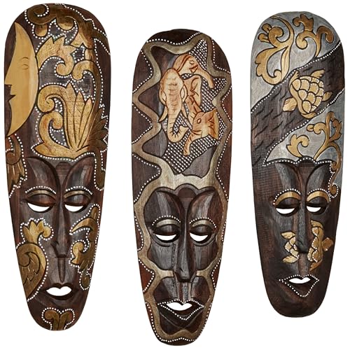 Masks of Africa Wall Art Brown - Set of Three