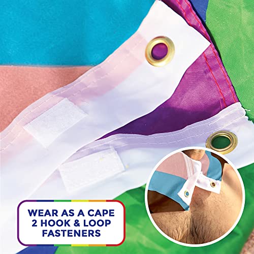 The Pride Side Gay Pride Flag Set 3X5 Feet Hangable & Wearable As A Cape Rainbow Lgbt Colors Homosexual Lesbian Outdoor Banner. Extra-Durable With Brass Grommets + Travel String Bag #TOP5