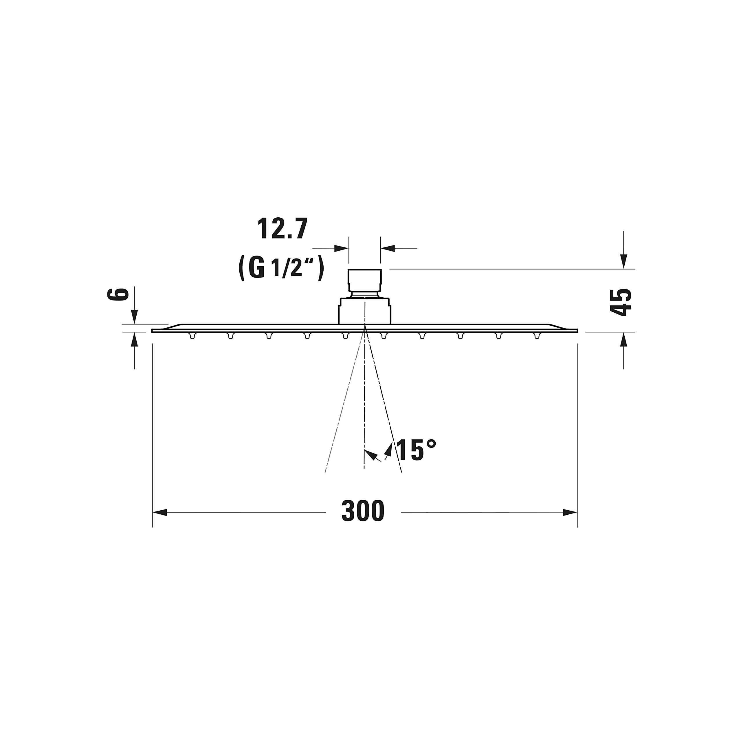 Duravit Universal Cabezal de Ducha acero inoxidable, alcachofa de la ducha con chorro tipo Rain, ducha angular (Ø 300 mm), Ángulo de la ducha superior ajustable, Ducha de lluvia, cromo