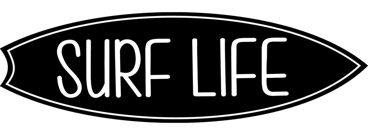 Nok Nok Surf Life Surfboard Decal Vinyl Sticker |Cars Trucks Vans Walls Laptop|Black|7.5 x 2.6 in| 544