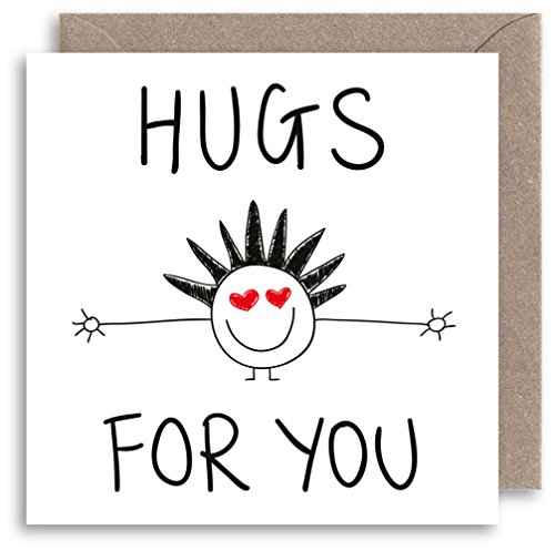 Cute Hug Greeting Card - Funny Friendship Card - Self-Isolation Card - Congratulations - Get Well - Anniversary - Relationship - Good Luck - Anxiety - New Job - New Home - Thank You - Exam Results - Mental Health - Sympathy Card